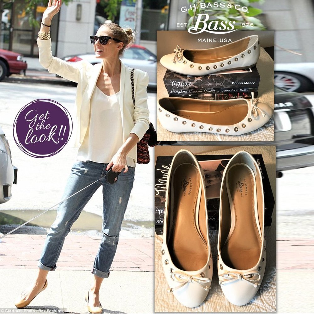 GH BASS Cream Ballet Flats with Grommets    Size 7
